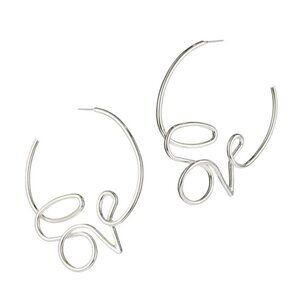 JENNY BIRD SILVER LOVE HOOP EARRINGS